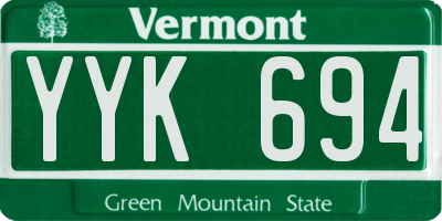 VT license plate YYK694