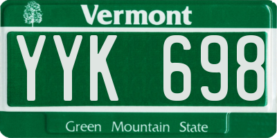 VT license plate YYK698
