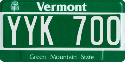 VT license plate YYK700