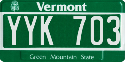 VT license plate YYK703