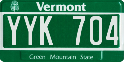 VT license plate YYK704