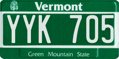 VT license plate YYK705