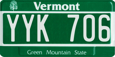 VT license plate YYK706