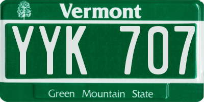 VT license plate YYK707