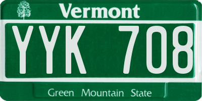 VT license plate YYK708