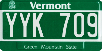 VT license plate YYK709