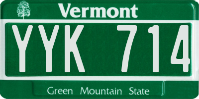 VT license plate YYK714