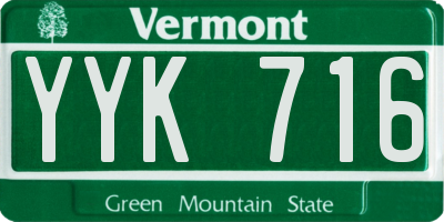 VT license plate YYK716