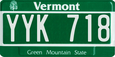 VT license plate YYK718