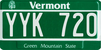 VT license plate YYK720