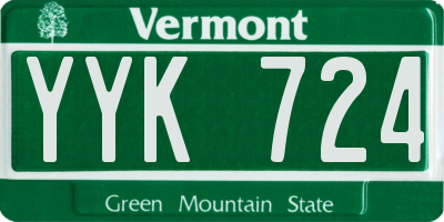 VT license plate YYK724