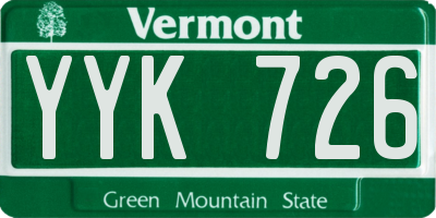 VT license plate YYK726