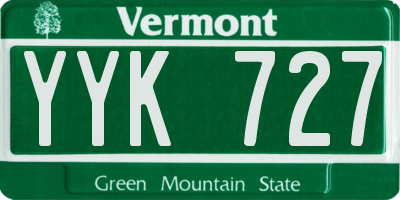 VT license plate YYK727