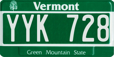 VT license plate YYK728