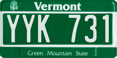 VT license plate YYK731
