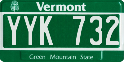 VT license plate YYK732