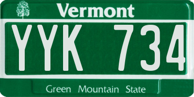 VT license plate YYK734