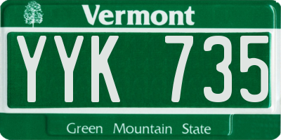 VT license plate YYK735