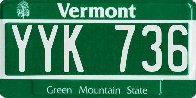VT license plate YYK736