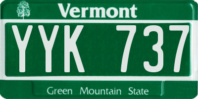 VT license plate YYK737