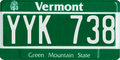 VT license plate YYK738