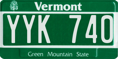 VT license plate YYK740