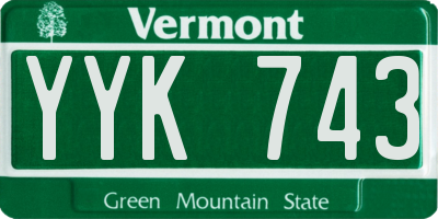 VT license plate YYK743