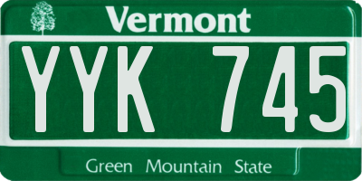 VT license plate YYK745