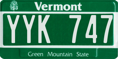 VT license plate YYK747