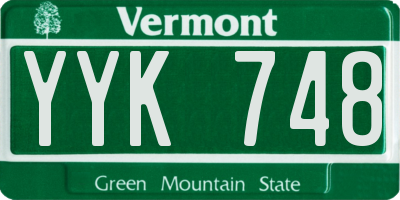 VT license plate YYK748