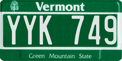 VT license plate YYK749