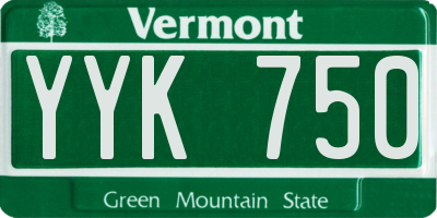 VT license plate YYK750