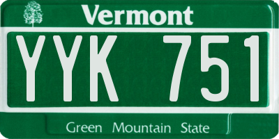 VT license plate YYK751