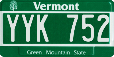 VT license plate YYK752