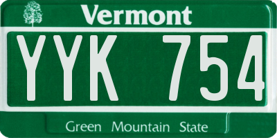 VT license plate YYK754