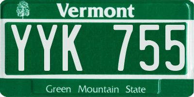 VT license plate YYK755