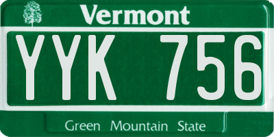 VT license plate YYK756