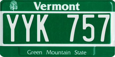 VT license plate YYK757