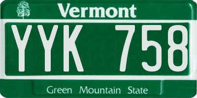 VT license plate YYK758