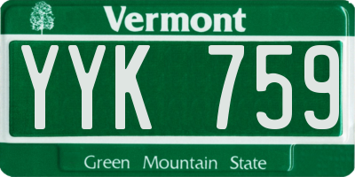 VT license plate YYK759