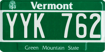 VT license plate YYK762