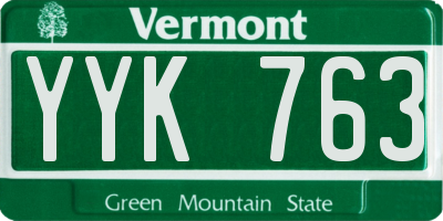 VT license plate YYK763