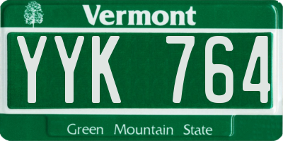 VT license plate YYK764