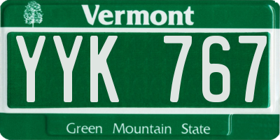 VT license plate YYK767