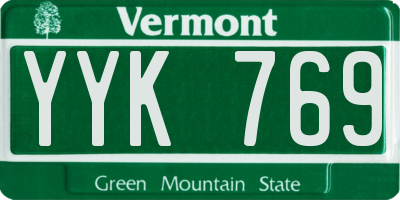 VT license plate YYK769