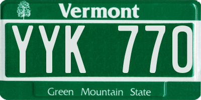 VT license plate YYK770