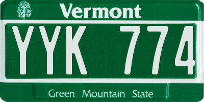VT license plate YYK774