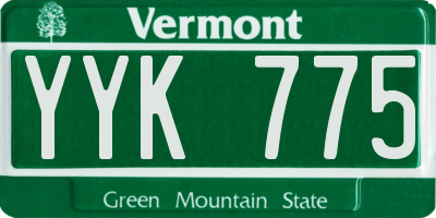 VT license plate YYK775