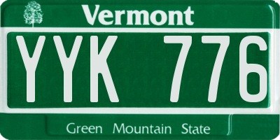VT license plate YYK776