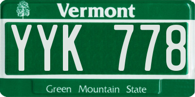 VT license plate YYK778
